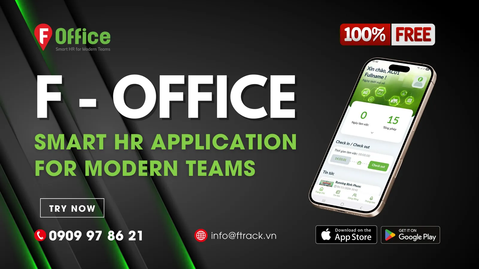 Banner F-Office, ứng dụng Smart HR cho đội ngũ hiện đại
